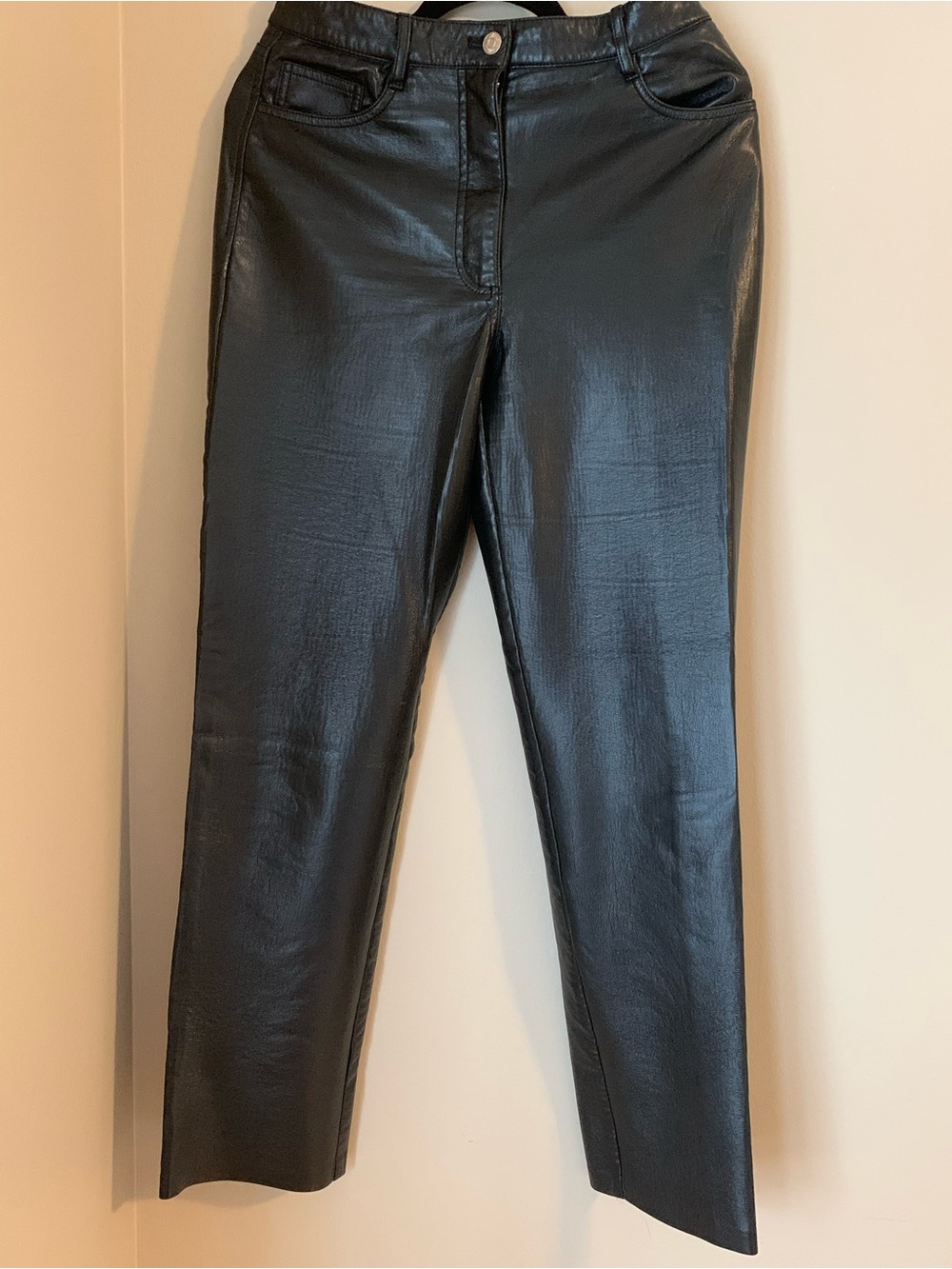 Aritzia Black Faux Leather Straight-Leg Pants